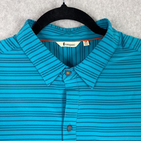 Cotopaxi Shirt Mens M Cambio Button Up Short Sleeve Mineral Blue Stripes - Picture 2 of 6